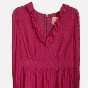 Kate Spade Floral Clip Chiffon Mini Dress Bright Magenta